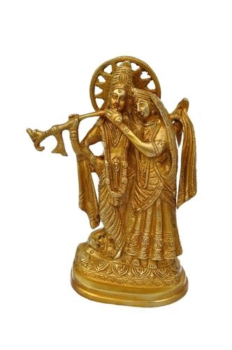 Radha Krishna hand made brass metal Statue