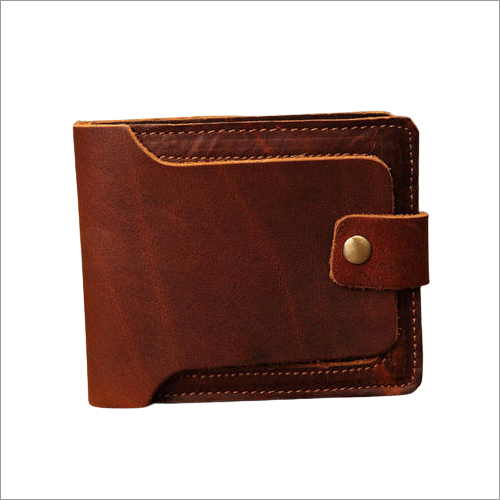 Mens Stylish Button Lock Leather Wallet