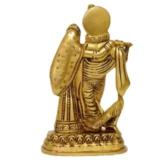 Radha Krishna Hand Carved Brass Metal Murti Statue