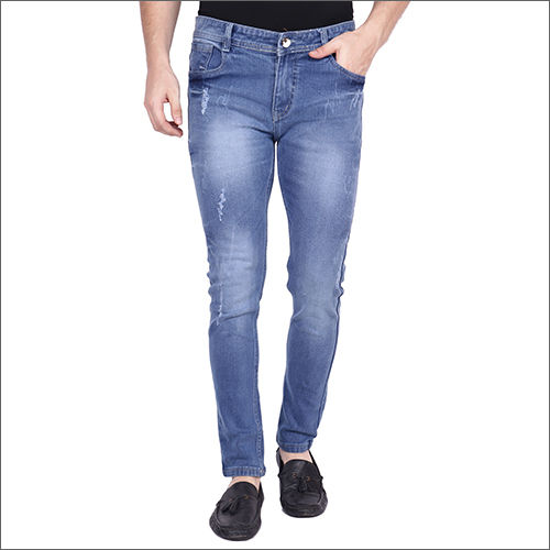 Washable Mens Light Blue Slim Fit Jeans