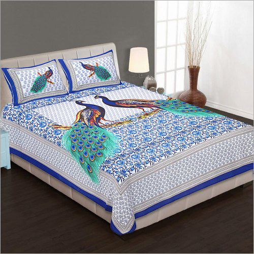 Multicolor Jaipuri Sanganery Double Bed Sheet Set