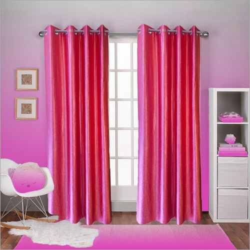 Pink Plain Long Crush Curtain