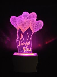SVKD 3D Illusion I Love You Hearts Night Lamp