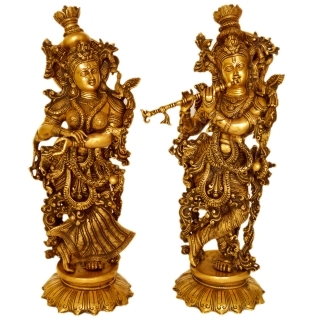 Radha Krishna Brass made decorative Statue for home and office decor also as Gift by Aakrati