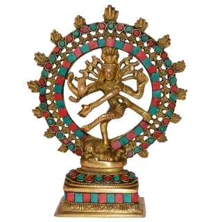 Natraj Sankar Ji Dancing Shiva with Turquoise coral stone work