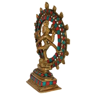 Natraj Sankar Ji Dancing Shiva with Turquoise coral stone work