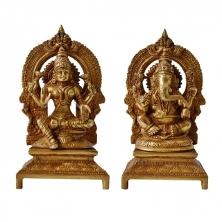 Lakshmi Ganesha Brass Pair