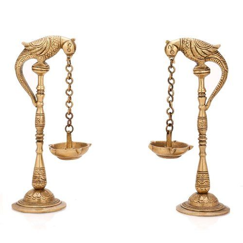 Polishing Aakrati Pair Of Bird Diya Oil Lamp Stand Brass Hindu Religious Puja Artical Also Use For Fengshui Gifts And Home Temple