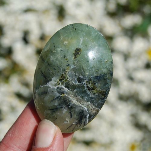 Prehnite palm stones