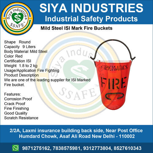 ISI Marked Fire Bucket - Corrosion Proof, Scratch Resistant | Fine Finishing, Crack Proof, Good Quality