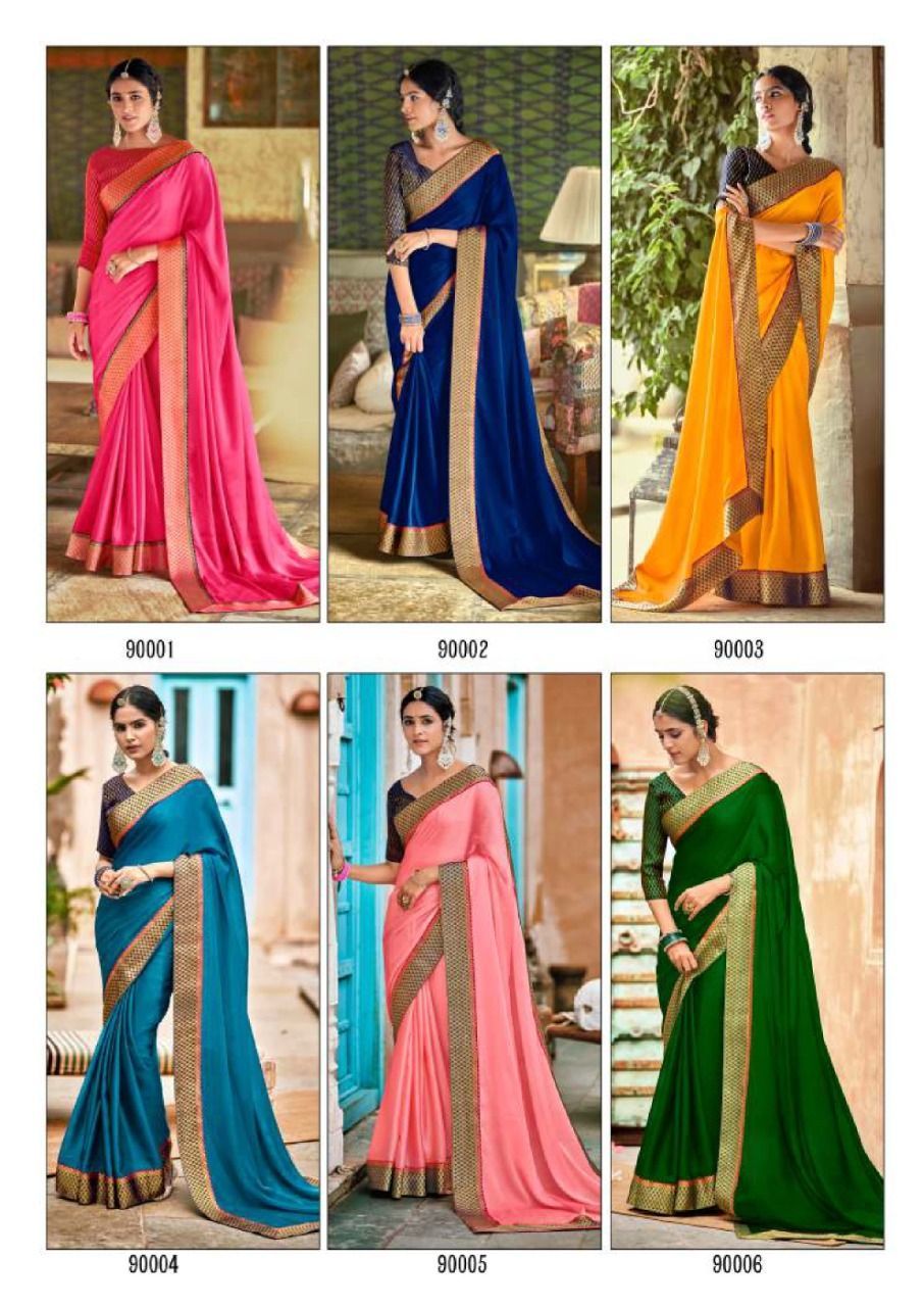 Madhumati Moss Chiffon Designer Saree Catalogue Set