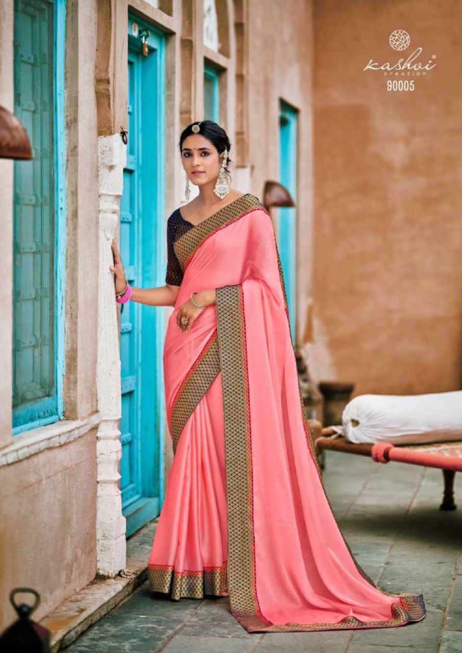 Madhumati Moss Chiffon Designer Saree Catalogue Set