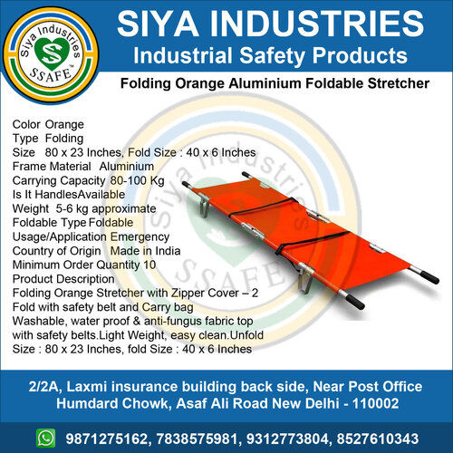 Folding Aluminum Stretcher - 80x23 Inches, Orange with Zipper Cover | Lightweight, Waterproof & Anti-Fungus Fabric, Safety Belts, Carry Bag Included