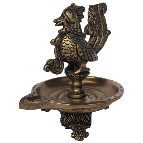 Aakrati Beautiful Bird Oil Lamp made of Brass with perfect finish and carvings for Home Decor