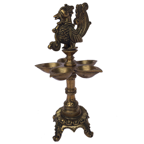 Decorative Brass Bird Statue Table Oil Lamp for multi wicks