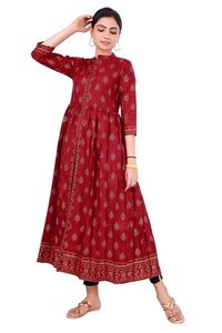 Multi Color Ladies Cotton Fancy Maxi Dress