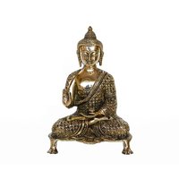 Yellow Blessing Brass Buddha Figurine Showpiece For Home Temple Or Decoration