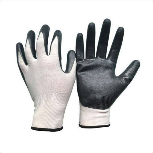 Balck White Nitrile Palm Coated Gloves