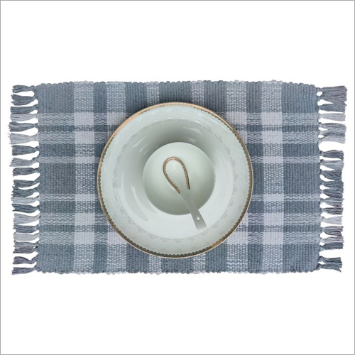 33cm x 48cm Grey Tartan Handwoven Place Mat