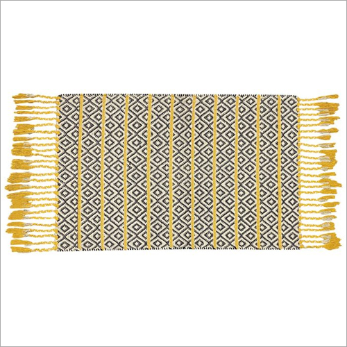 60cm x 90cm Handwoven Cotton Rug with Braids