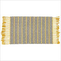 60cm x 90cm Handwoven Cotton Rug with Braids