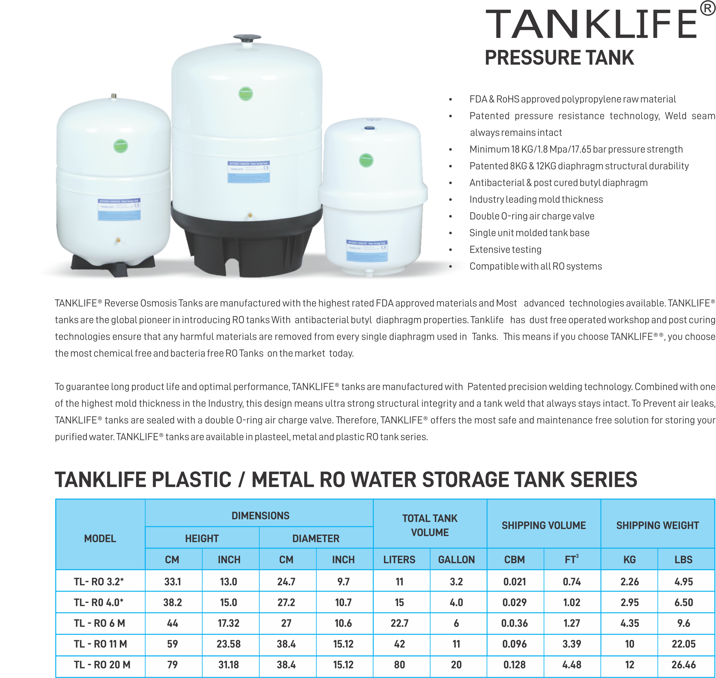 Tank Life pressure tank