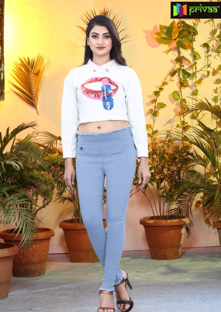 Denim Jegging Denim Solid Stretchable Pant Set