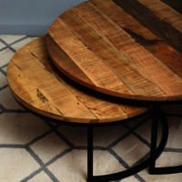 Set of 2 Wooden Round Table