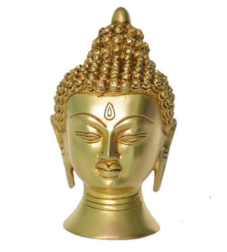 Brass Buddha Head Decorative Sculpture
