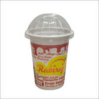 225ml Printed Plastic Lassi Packaging Glass With Dome Lid
