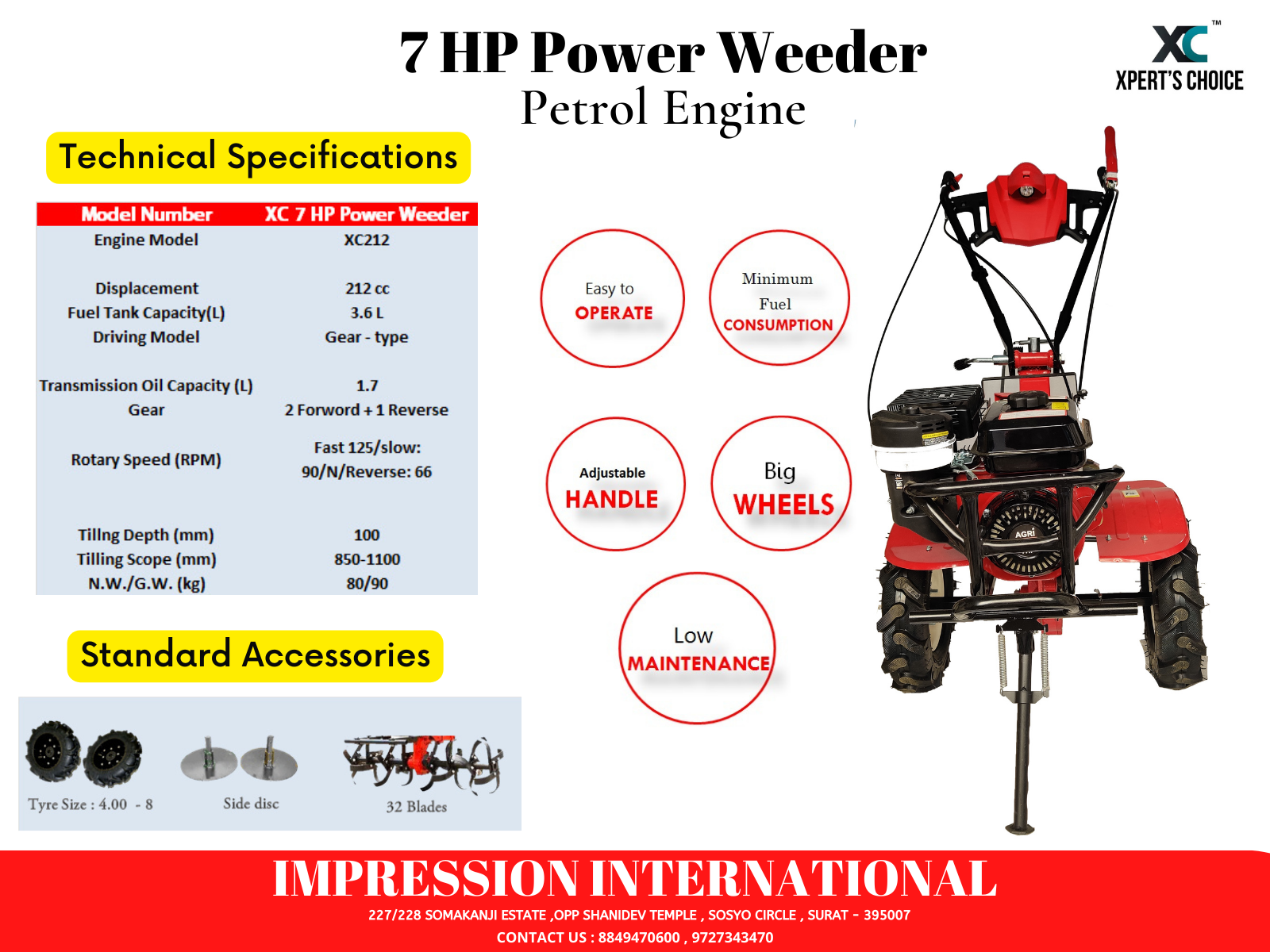 XPERTS CHOICE 7 HP Petrol Power Weeder