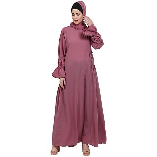 Cotton Designer Elegant Abaya Puce Pink