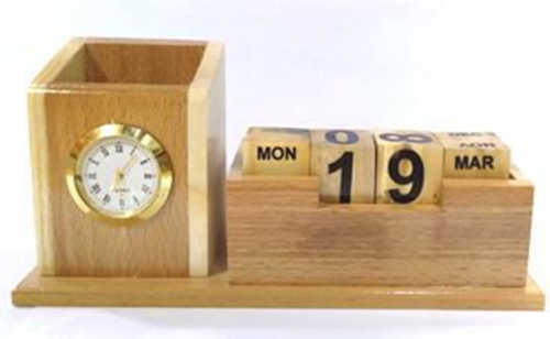 desk organizer with watch and date