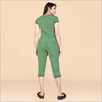 Ladies Green Color Capri Night Suit