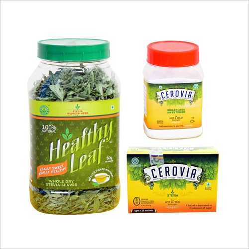 Cerovia 100gm  Stevia Powder and Cerovia Stevia Sachet and Healthy Leaf 50gm Dried Natural Stevia Leaf