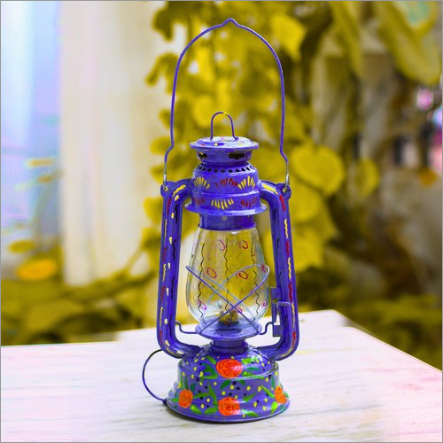 Handpainted Iron Lantern With Bulb Holder