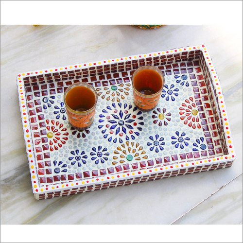 Mosaic Wooden Tray By INDIAN HANDICRAFT SOLUTIONS