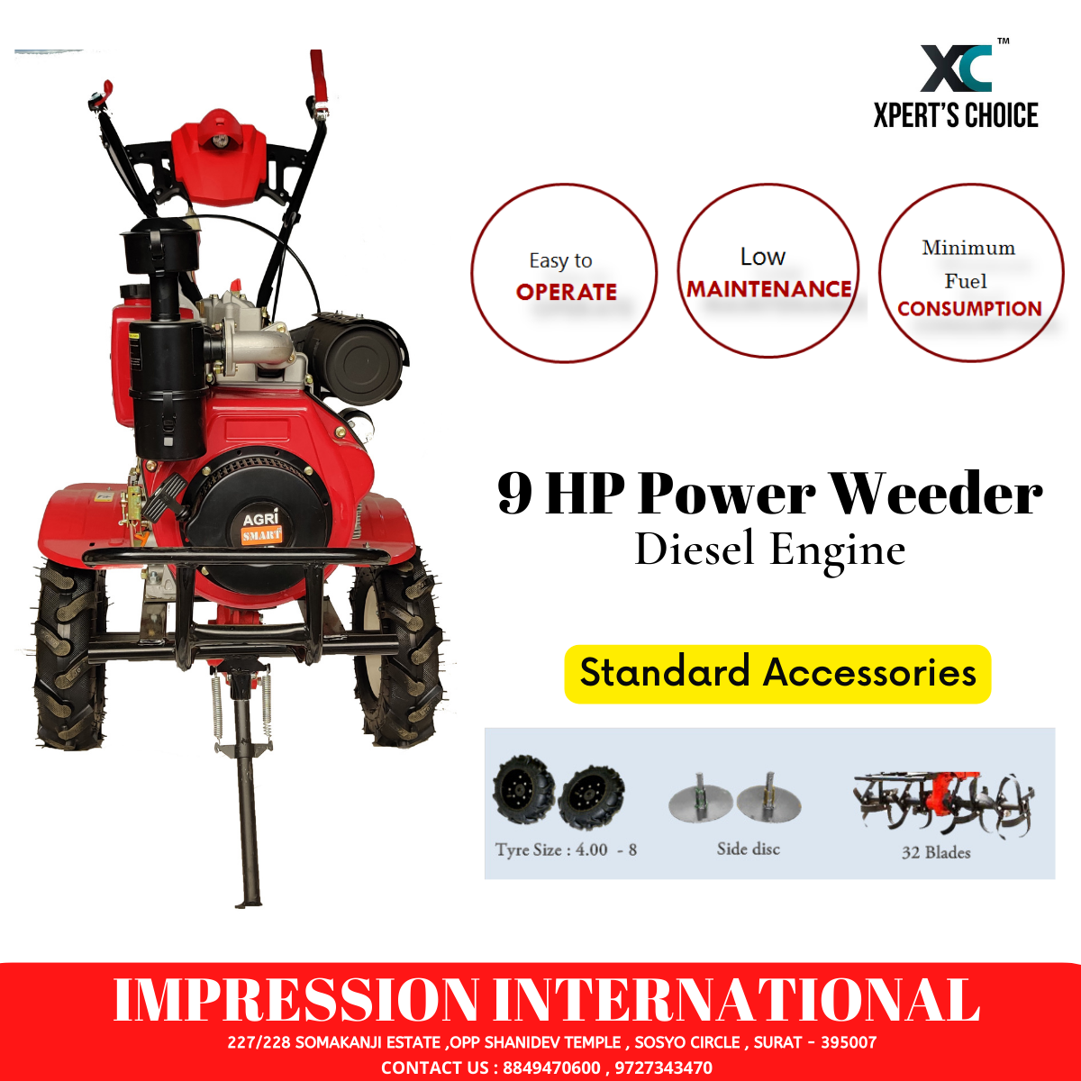 XPERTS CHOICE 9 HP DIESEL ENGINE POWER WEEDER