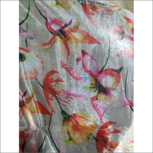 White Printed Organza Fabric