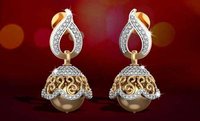 Diamond Jumka Earrings With pearls