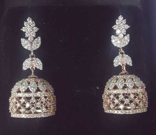 Real Round Diamond  Jhumka Earrings