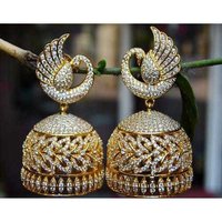 Peacock  Diamond Jhumka earrings