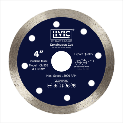 Diamond Blade Continuous Cut (Rim) Cutting Accuracy: 100  %