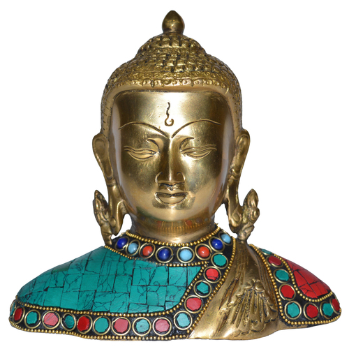 Easy To Clean Statue Of Lord Buddha Turquoise Coral Studded Bust