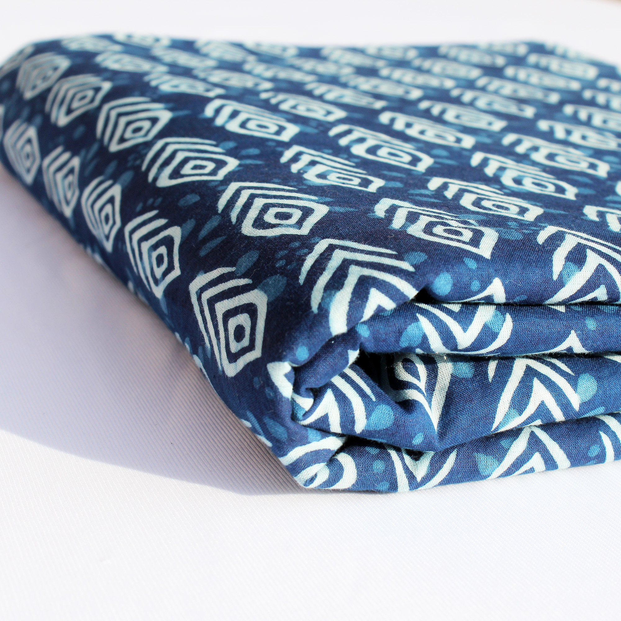 Indigo blue wing  hand block  print fabric