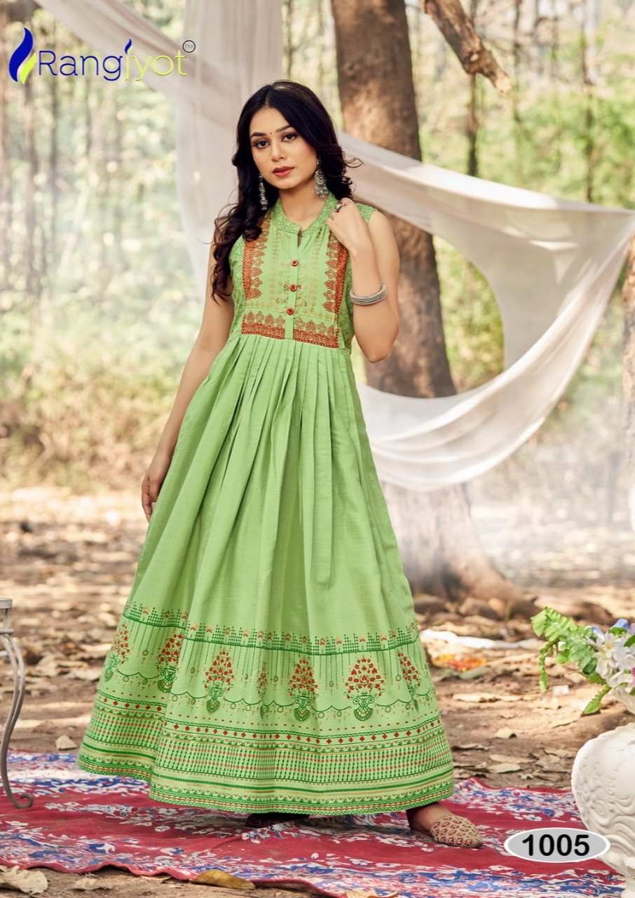 Rangjyot Charvi Cotton Two Tone Kurti Catalogue