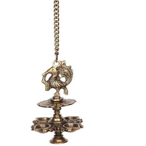 Hanging Bird Diya mad in Brass with 4 Deepak Antique Finish Home Decor Oil lamp by Aakrati
