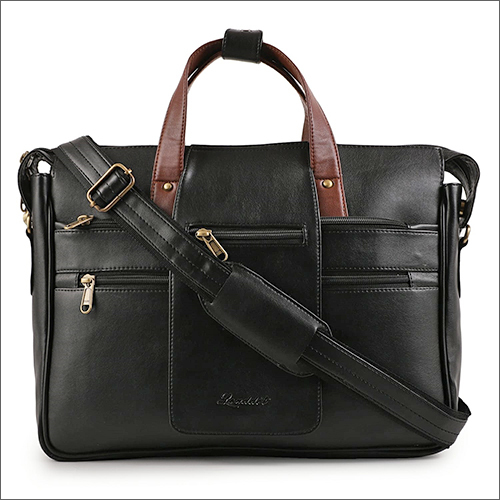 Black Polyurethane Leather Office Bag