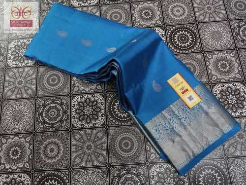 pure kanjivaram soft silk saree with silver jarie
