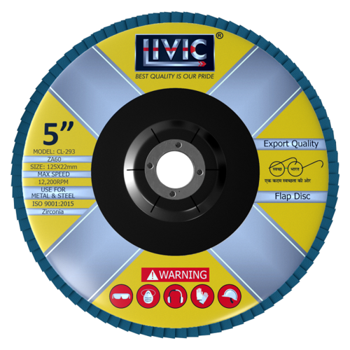 Flap Disc 5 Inch Blue Zirconia Cutting Speed: 12200 Rpm